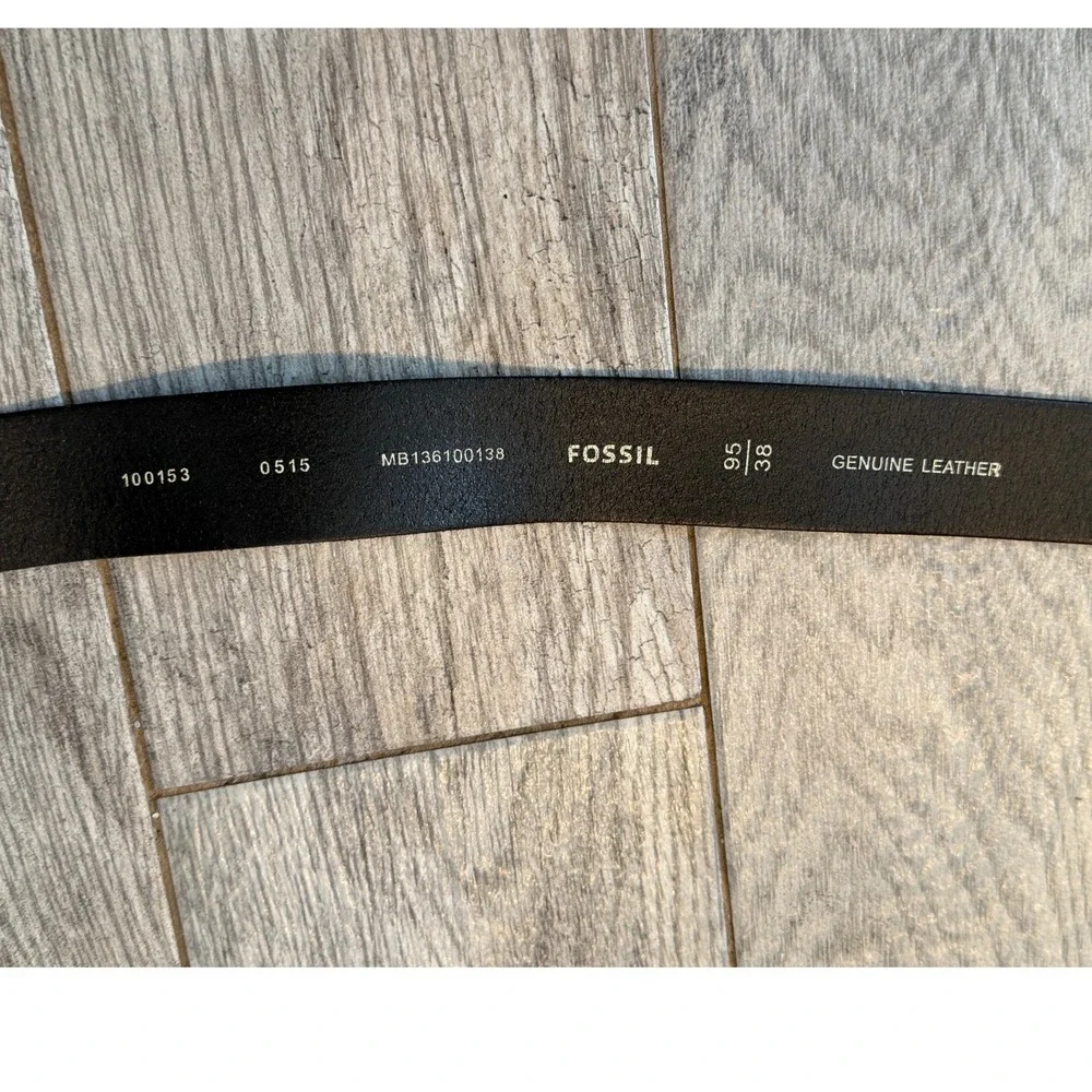 Fossil Jay Genuine Leather Belt 38 Black MB136100138 Single Prong Buckle Mens